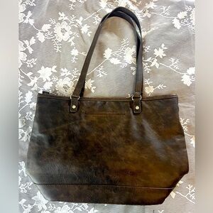 Elegant Brown Leather Tote Bag